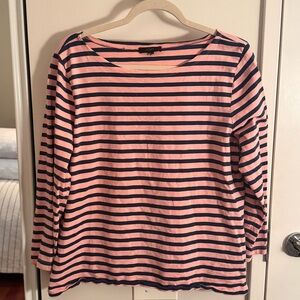 J CREW pink & navy boatneck nautical striped top